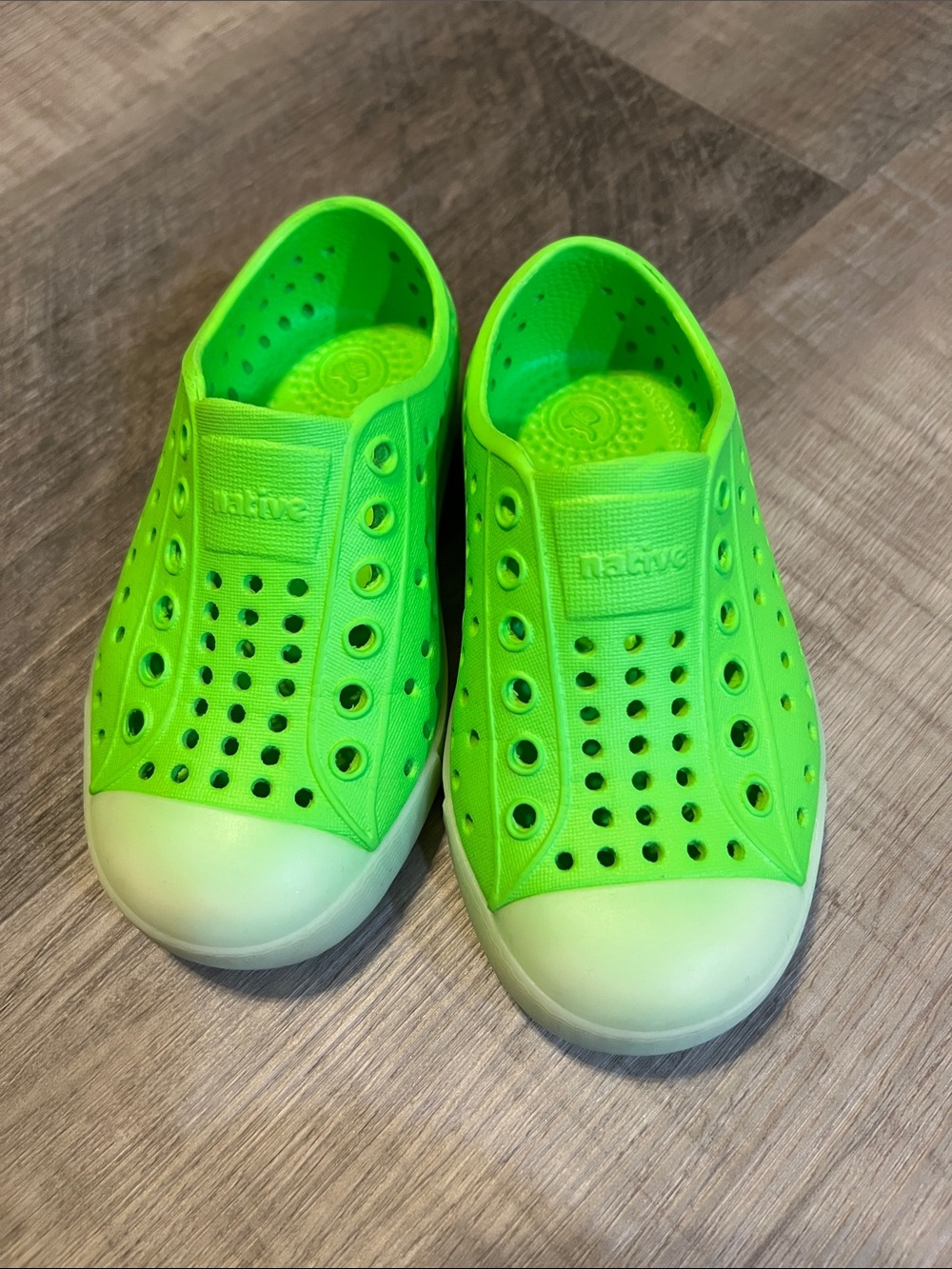 Native Shoes size C7 green glow in the dark